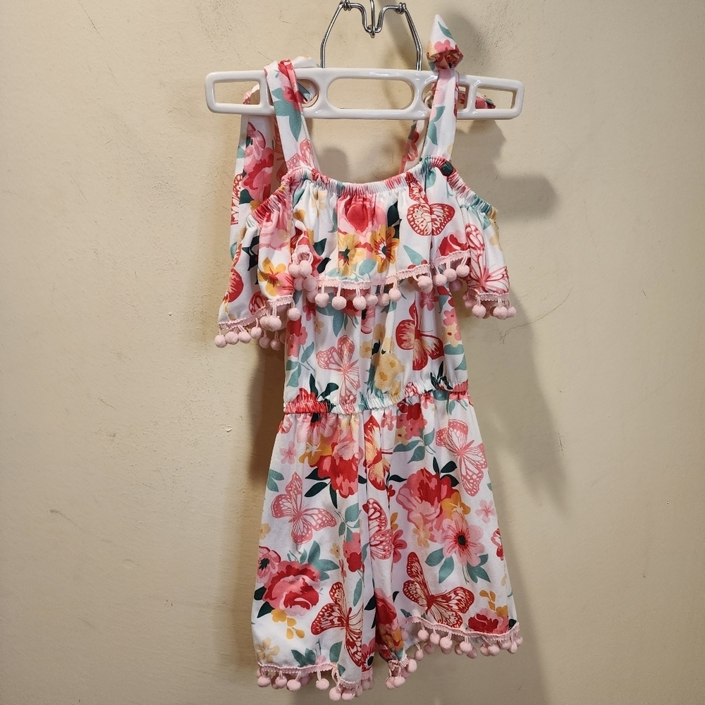 Sydney So Sweet Girls Floral Pom-Pom Romper 2XL